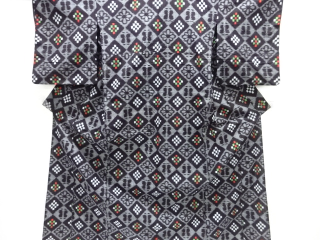 JAPANESE KIMONO / ANTIQUE AUTHENTIC KURUME KASURI COTTON KIMONO: DIAMO